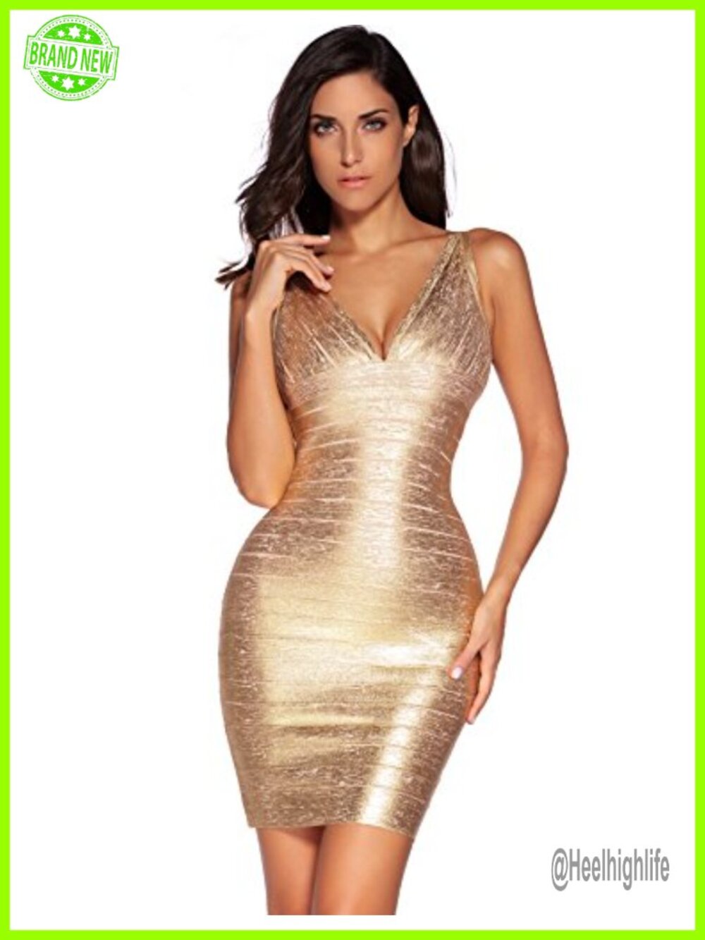 Sexy V-Neck Spaghetti Strap Bodycon Mini Cocktail Party Dress